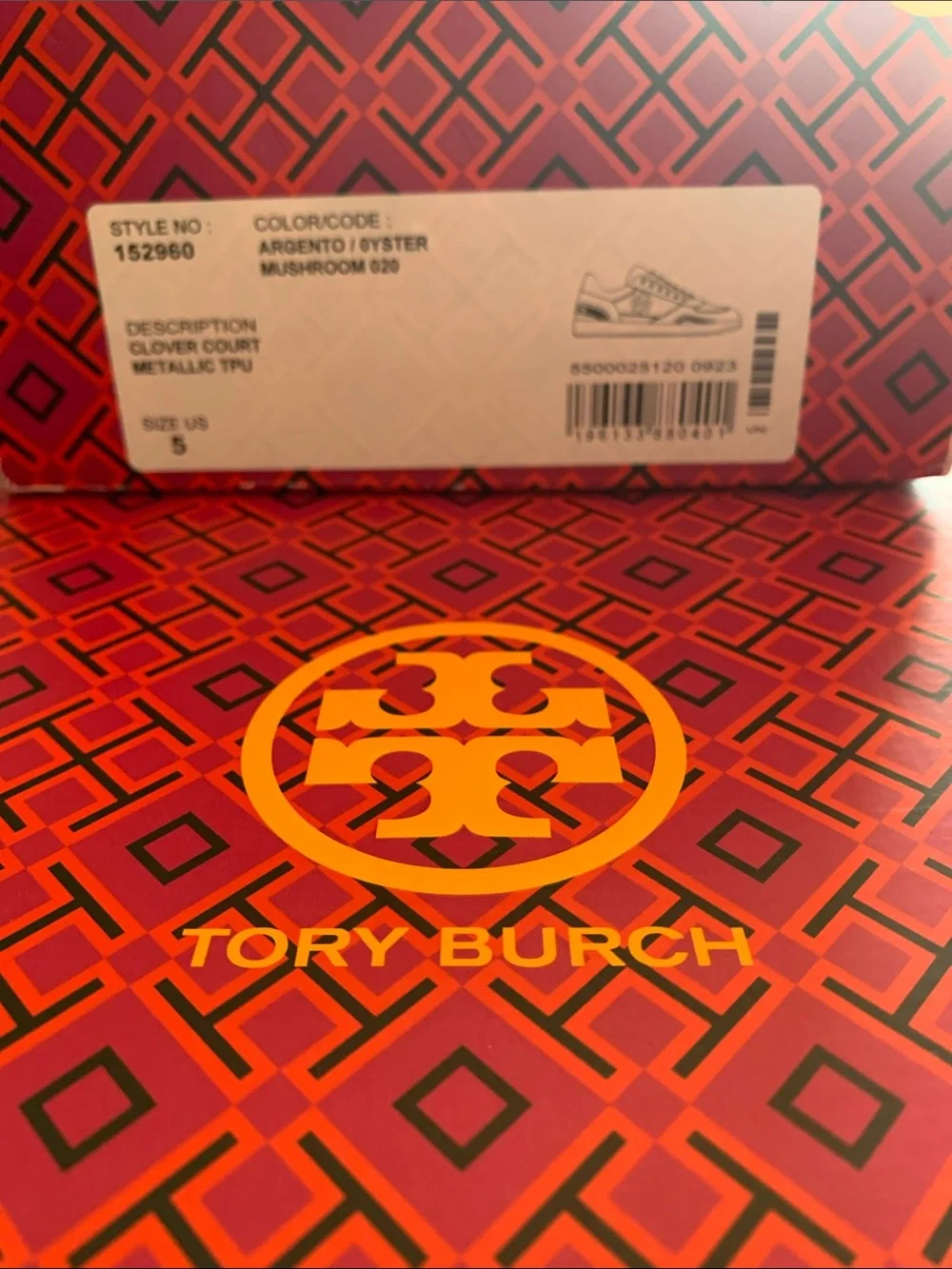 TORY BURCH Women's Clover Court Lace Up Low Top Sneakers  Color: Argento SIZE: 5
